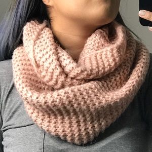 Pink Knitted Infinity Scarf